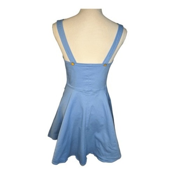 Color Me Courtney Denim Look Button Front Square Neck Fit Flare Dress Size 6 - Picture 4 of 8